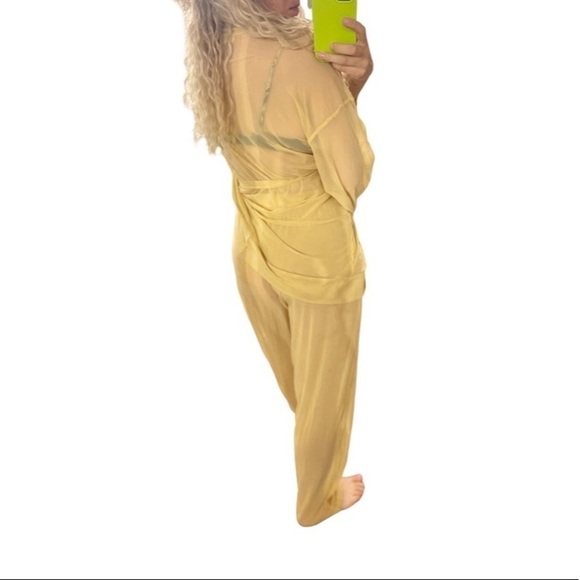 🤩💫host Pick💫 Laina Rauma SET small belted kimono & pants sheer yellow banana - Picture 12 of 16